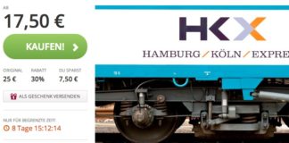 30% Rabatt auf den Hamburg-Köln-Express
