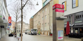 Hotspot-Säule der Telekom in Osnabrück am Nikolaiort