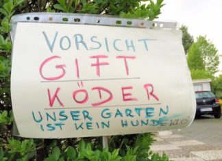 Vorsicht Giftköder… die ultimative Waffe gegen „Tretminen“? Schild: Vorsicht Giftköder