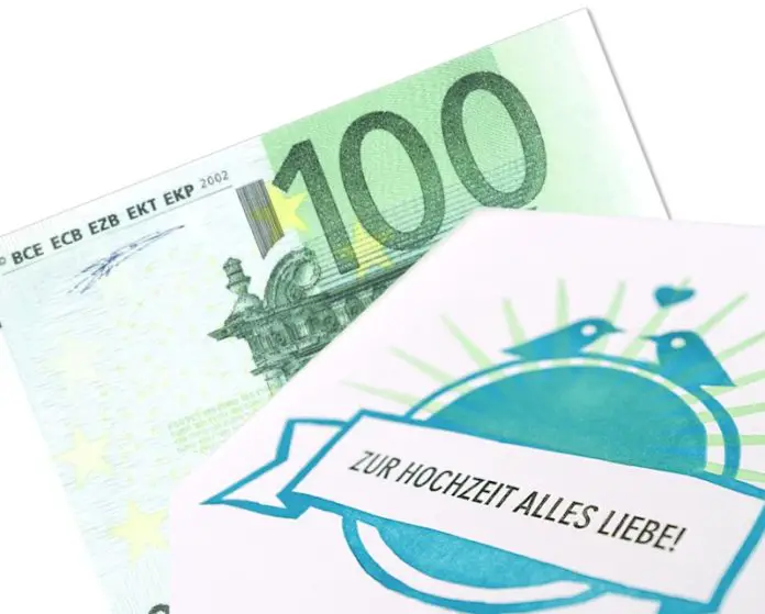 Hochzeitskarte mit 100 Euro