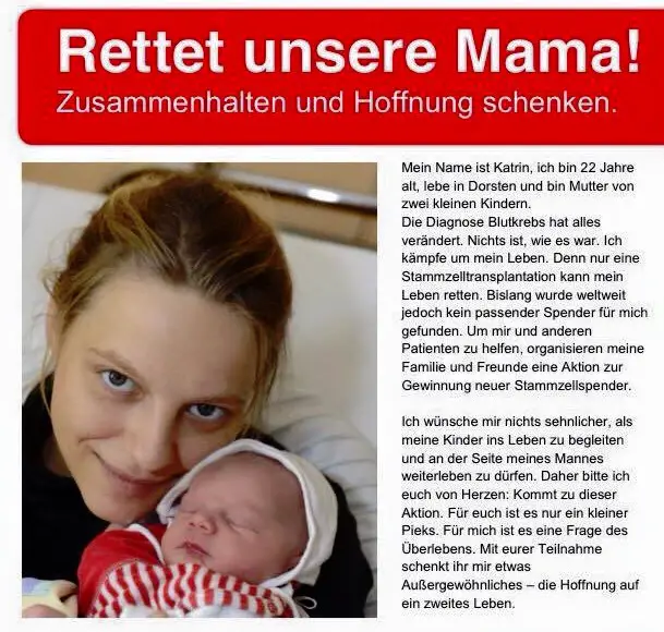 DKMS Aufruf Knochenmarkspende Katrin