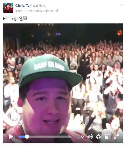 Comedian Chris Tall sendet Live-Video aus Osnabrück