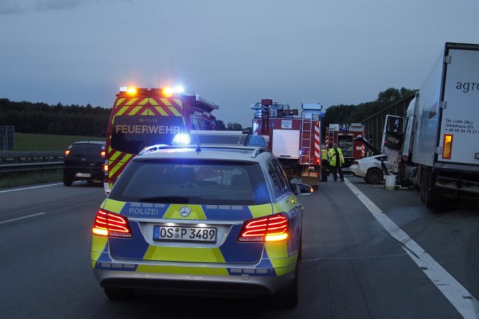 Schwerer Unfall auf der Autobahn A1 bei Osnabrück