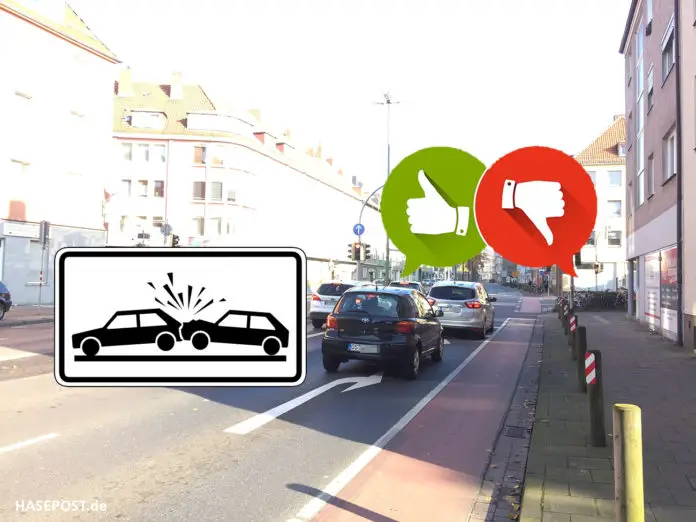 Unfallgefahr, Todeskreuzung Johannistorwall Osnabrück.