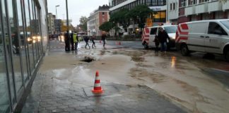 Wasserrohrbruch in der Wittekindstraße Osnabrück