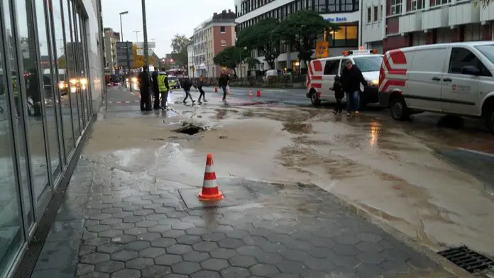 Wasserrohrbruch in der Wittekindstraße Osnabrück