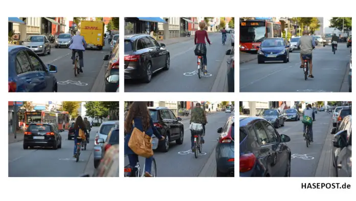 Sharrows auf der Lotter Straße in Osnabrück