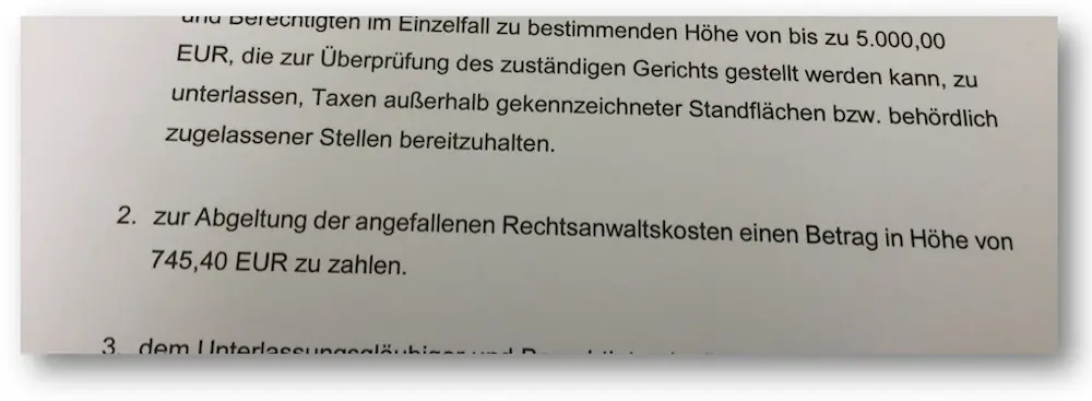 Abmahnung im Taxikrieg Osnabrück