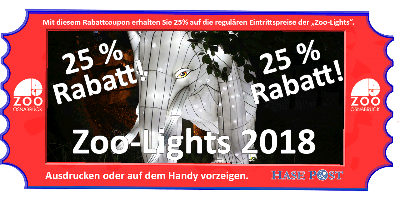 25% Rabattgutschein Zoo Lights Osnabrück