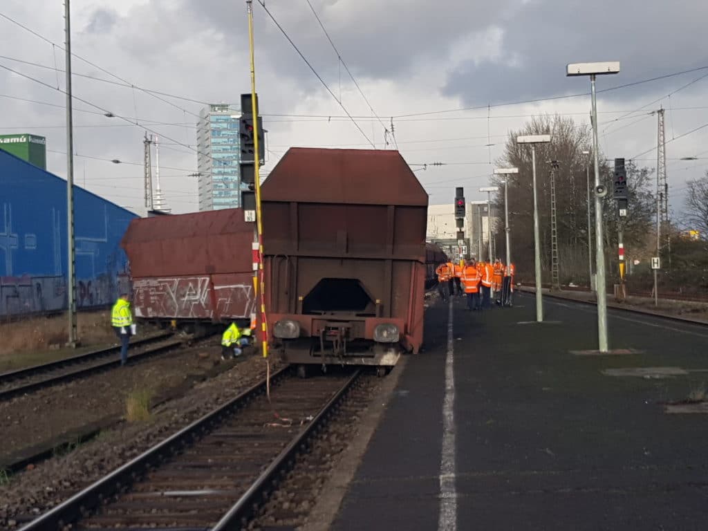 Entgleister Güterzug in Bremen