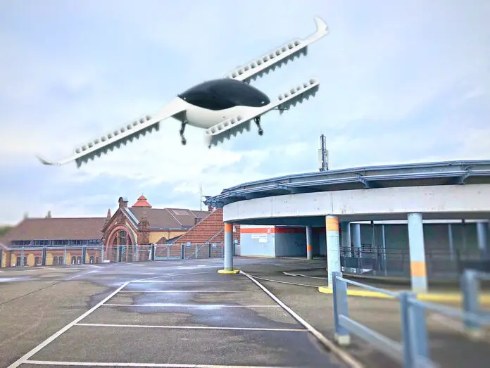 Flugtaxi im Landeanflug auf Osnabrück (Montage)