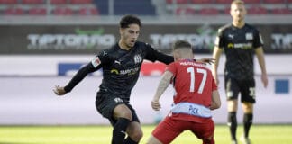 VfL-Neuzugang Ludovit Reis im Duell mit Florian Pick (FC Heidenheim), Foto: imago images / Jan Huebner