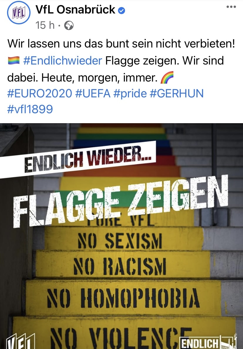 VfL Osnabrück hisst Regenbogenfahne
