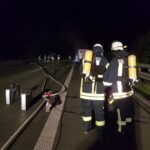 LKW-Anhänger in Flammen auf der Autobahn A30 bei Melle