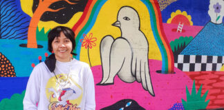 Die indonesische Künstlerin Marishka Soekarne alias Drawmama hat für das famOS Festival für urbane Kunst ihre Vision von Frieden an der Außenfassade des Hochbunkers am Osnabrücker Hauptbahnhof künstlerisch umgesetzt. / Foto: famOS