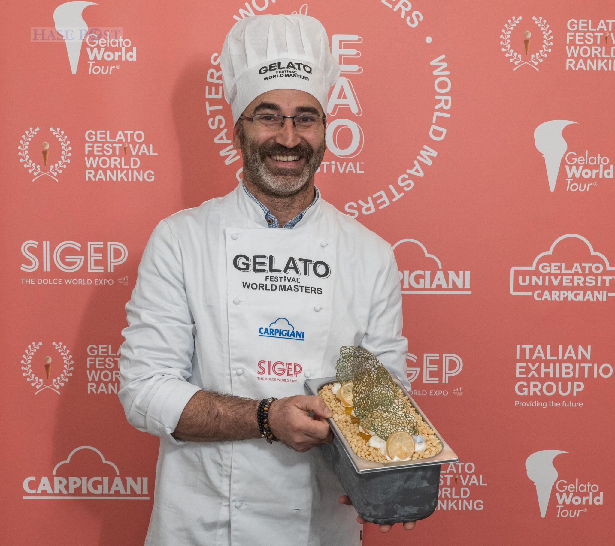 Giovanni Talo mit der Eiskreation „Lemon Cheesecake“ / Foto: Gelato Festival World Masters