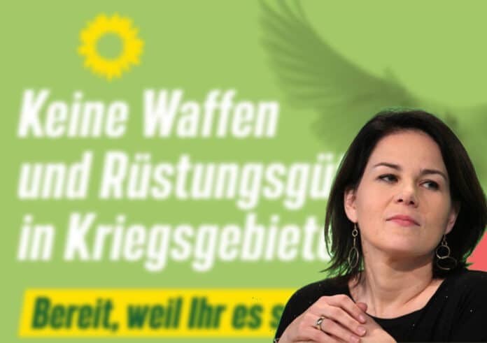Baerbock Waffen Kriegsgebiete, Wahlplakat der grünen