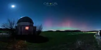 Polarlicht über der Sternwarte in Melle. / Foto: Oliver Schratz