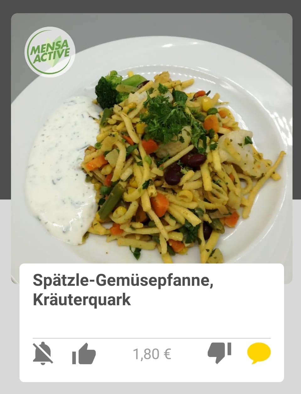 Fleischlose Gericht gibt es zum Teil schon ab 1,80 Euro. / Screenshot: Swosy