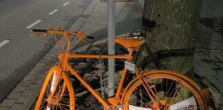Beschädigtes Fahrrad vor der Verkehrswacht / Foto: Polizei Osnabrück