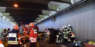 Übung eines Katastrophen-Szenarios im Autobahn-Tunnel der A33 in Dissen