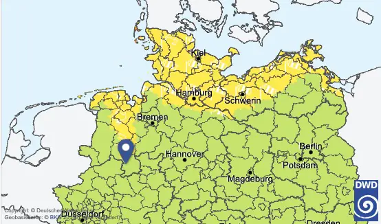 Screenshot DWD, 26. Juni 2023, 09:45 Uhr