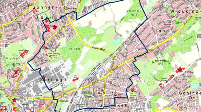 Karte des Evakuierungsgebiets im Osnabrücker Schinkel. / Kartengrafik: Stadt Osnabrück