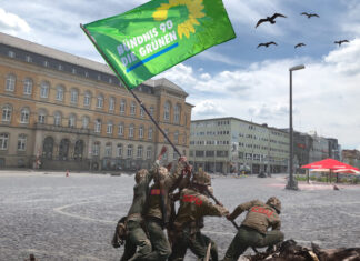 Grüne Flagge auf dem Neumarkt