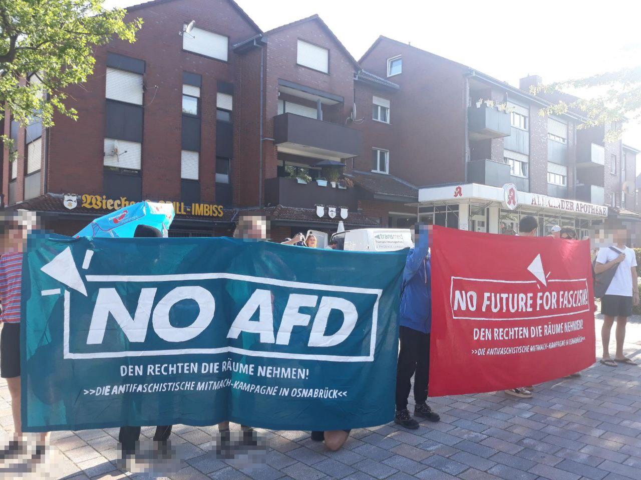 Am 9. September protestierte die Kampagne "Den Rechten die Räume nehmen" im Wallenhorster Dorfkern. / Foto: Mitmachkampagne Den Rechten die Räume nehmen