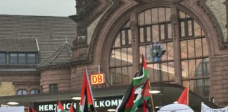 pro palästinensische Demonstration (30.10.2023) vor dem Hauptbahnhof Osnabrück