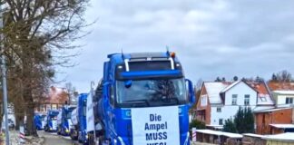 LKW-Fahrer solidarisieren sich mit Bauernprotest in Perleberg