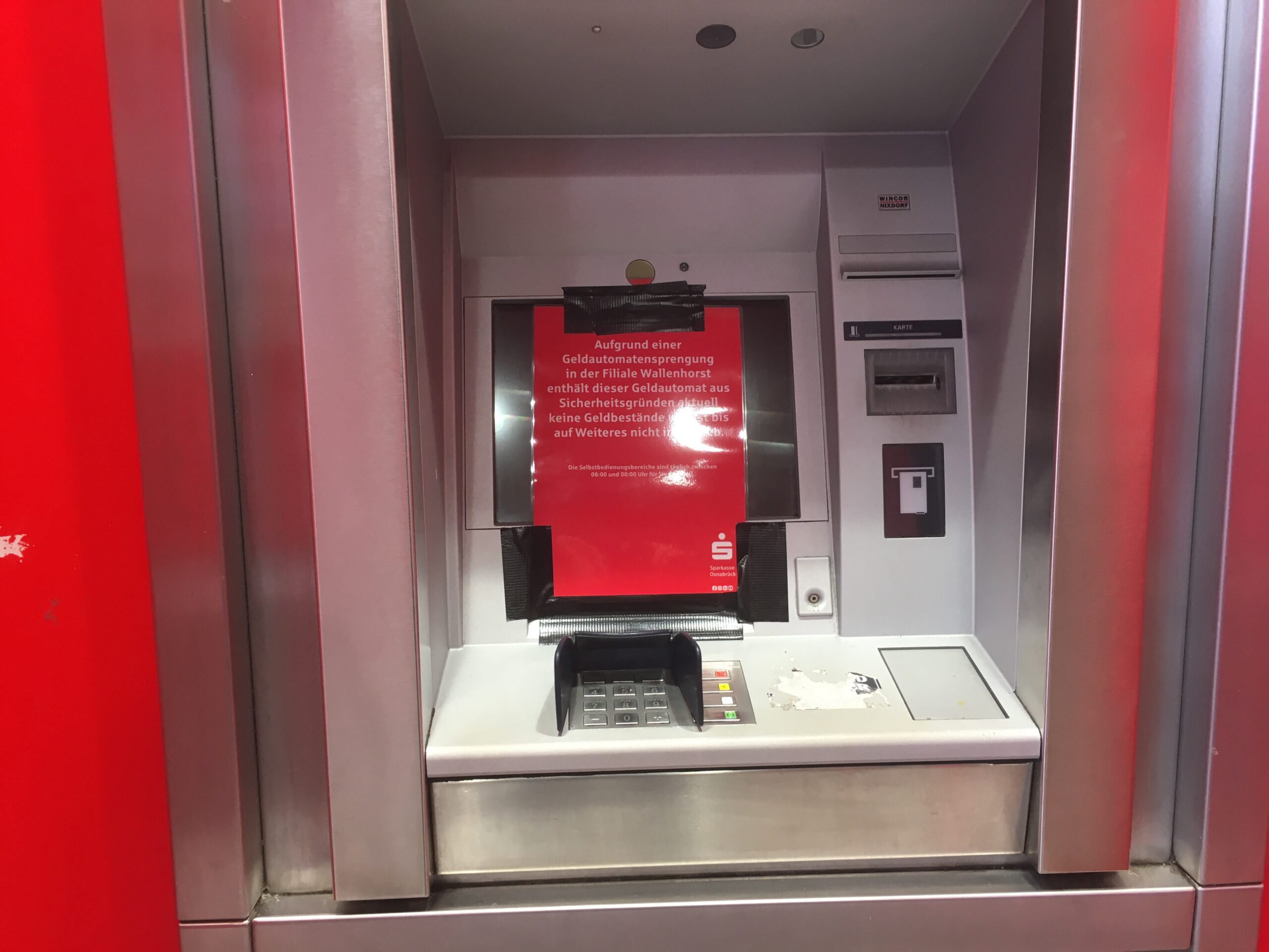Geldautomat in der Großen Straße außer Betrieb