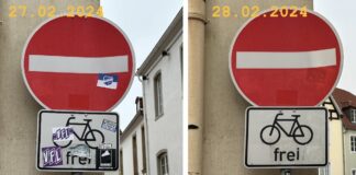 Schilder in der Altstadt vor und nach der Reinigung