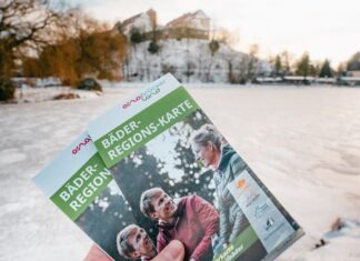 Bäder-Regionskarte vor dem Hintergrund von Schloss Iburg