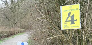 Markierungen für den OTB-Silversterlauf am Rubbenbruchsee